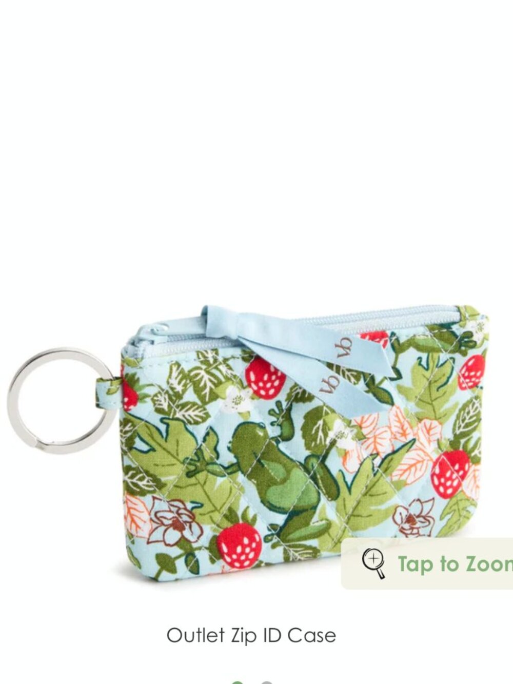 Vera Bradley Zip ID Case Frogberry Garden Blue NWT